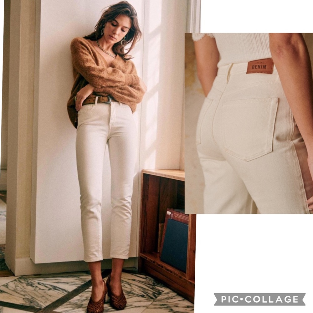 NWT SEZANE Sexy Brut Denim Jeans Ecru